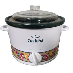 Rival Vintage Crock-Pot Slow Cooker Chili Pepper Print 2 QT Retro Kitchen